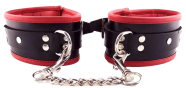 ROUGE Leather Padded Wrist Cuffs Black and Red
