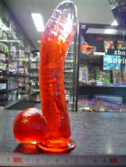 Dildo gelové přísavka červené 17*3 cm