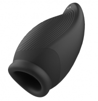 Ramrod Heating Squeezable Vibrating Stroker Black nahřívací stlačitelný masturbátor (15,5 cm)