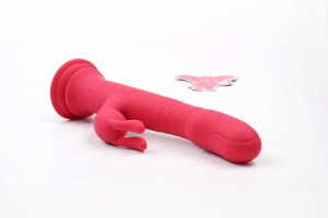 Rotační vibrátor s výběžkem na klitoris a přísavkou Aphrodite Bunny Twister (24 cm) + dárek ToyCleaner 75ml