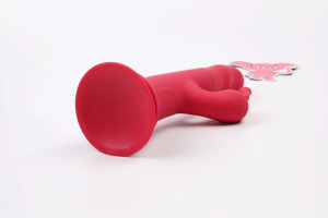 Rotační vibrátor s výběžkem na klitoris a přísavkou Aphrodite Bunny Twister (24 cm) + dárek ToyCleaner 75ml