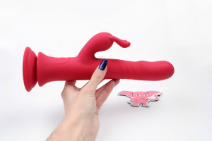 Rotační vibrátor s výběžkem na klitoris a přísavkou Aphrodite Bunny Twister (24 cm) + dárek ToyCleaner 75ml