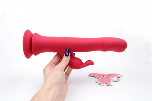 Rotační vibrátor s výběžkem na klitoris a přísavkou Aphrodite Bunny Twister (24 cm) + dárek ToyCleaner 75ml