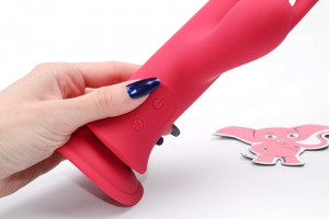 Rotační vibrátor s výběžkem na klitoris a přísavkou Aphrodite Bunny Twister (24 cm) + dárek ToyCleaner 75ml