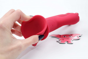 Rotační vibrátor s výběžkem na klitoris a přísavkou Aphrodite Bunny Twister (24 cm) + dárek ToyCleaner 75ml