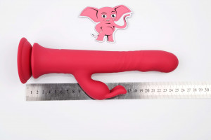 Rotační vibrátor s výběžkem na klitoris a přísavkou Aphrodite Bunny Twister (24 cm) + dárek ToyCleaner 75ml, rozměry