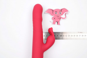 Rotační vibrátor s výběžkem na klitoris a přísavkou Aphrodite Bunny Twister (24 cm) + dárek ToyCleaner 75ml, rozměry
