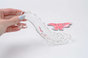 Skleněné dildo Tantric Touch (20 cm) + dárek Toybag