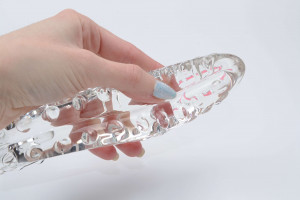 Skleněné dildo Tantric Touch (20 cm) + dárek Toybag