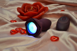 Svítící anální kolík s dotykovým tlačítkem Rose Flash (9,5 cm)