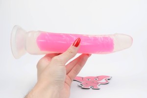 Svítící dildo s přísavkou Pinky Glow (21,5 cm)