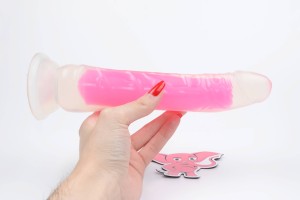 Svítící dildo s přísavkou Pinky Glow (21,5 cm)