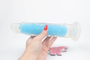 Svítící dildo s přísavkou Blue Radiance (20 cm)