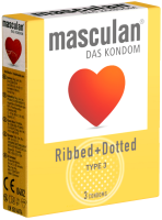 Masculan Single: Typ 3 (ribbed/dotted) condoms