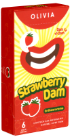 Olivia Dams: Strawberry – Červené latexové roušky pro orální sex (6 ks)