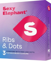 Sexy Elephant – vroubkované kondomy Ribs & Dots (3 ks)