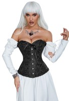 12 Pieces Soft Steel Bones Black Sexy Jacquard Palace Style Corset