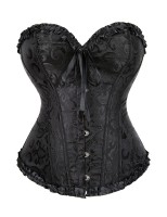 12 Pieces Soft Steel Bones Black Sexy Jacquard Palace Style Corset