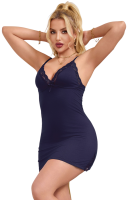 Blue Sexy Modal Lace Bow Suspender Nightdress