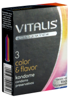 Vitalis Premium Single: Color & Flavour, 3 multi-colored condoms