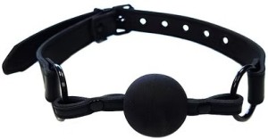 ROUGE Leather Ball Gag Black with Black Accessories