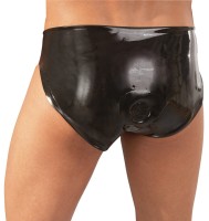 Latexové pánské slipy s dildem a návlekem na penis černé M/L