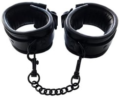 ROUGE Leather Padded Wrist Cuffs Black with Black Accessories