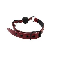 ROUGE Leather Ball Gag Burgundy with Black Accessories