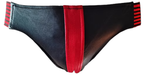 ROUGE Leather Jocks with Stripe Black/Red