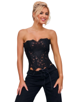 14 Bones Black Hollow Lace-up Court-style Corset
