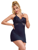 Blue Sexy Modal Lace Backless Nightdress