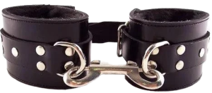 ROUGE Leather Wrist Cuffs With Faux Fur Lining Black on Black