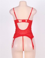 Red Lace Round Open Back Teddy Lingerie 2XL