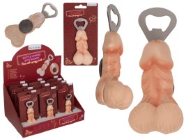 Otvírák na lahve penis s magnetem a měkkými antistresovými varlaty