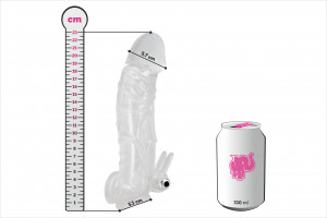 Návlek na penis Vibro Man – rozměry v porovnání s plechovkou