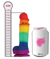 Dildo s přísavkou Rainbow Pride – plechovka