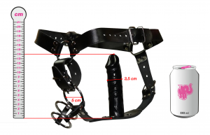 Postroj s análním dildem Captive (14 cm), plechovka