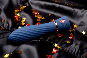 Vibrátor z dvojitého silikonu Blue Velvet