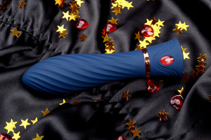Vibrátor z dvojitého silikonu Blue Velvet