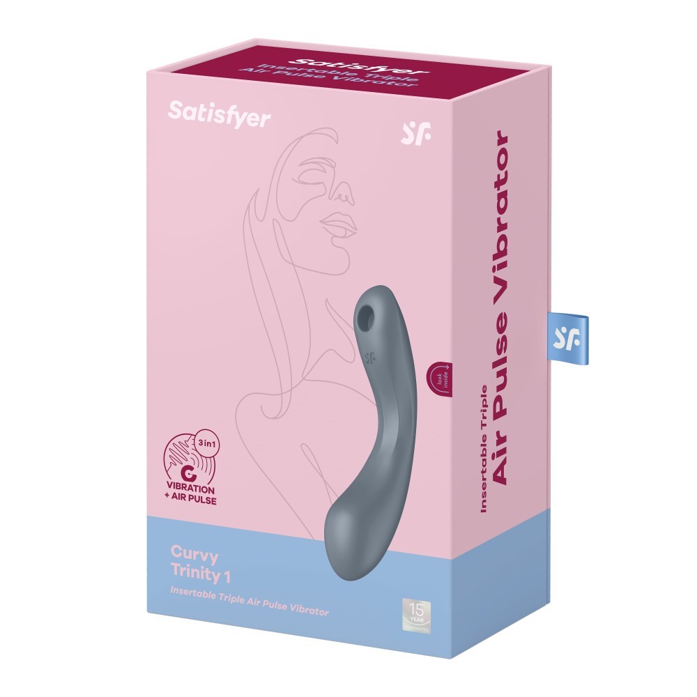 Satisfyer Curvy Trinity 1 modrošedý - Revoluční vibrátor pro páry