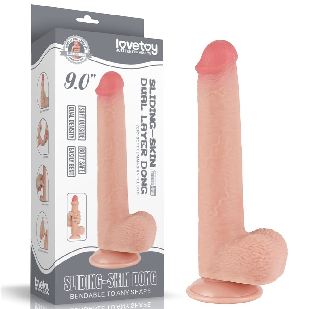 9'' Dual Layer Dildo s posuvnou kůží