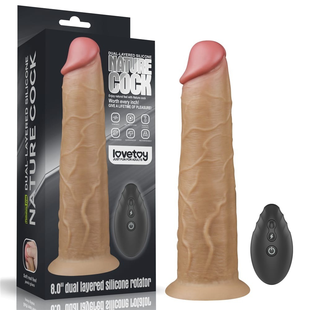 Lovetoy 8.0'' Dual Layered Platinum Silicone Rotator - prémiový vibrátor