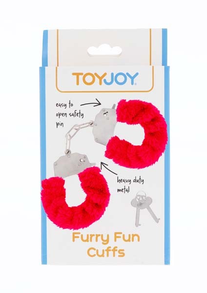 ToyJoy Furry Fun Cuffs plyšová erotická pouta, červená