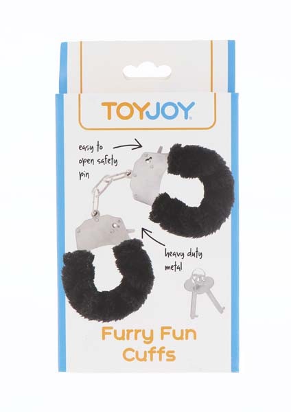 ToyJoy Furry Fun Cuffs plyšová erotická pouta, černá