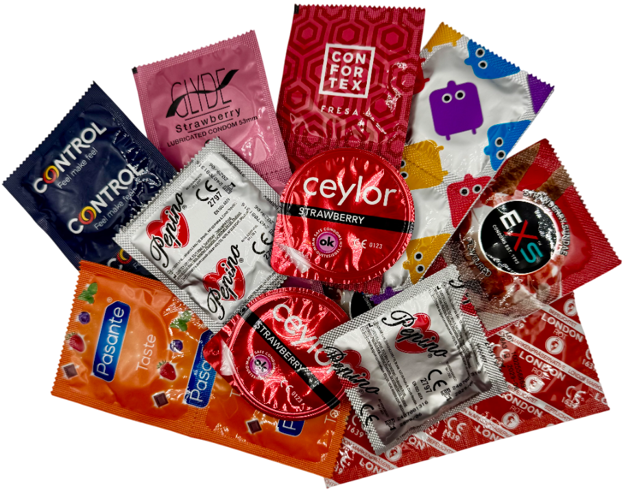 Sada jahodových kondomů - Strawberry mix pack