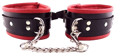 ROUGE Leather Padded Wrist Cuffs Black and Red