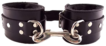 ROUGE Leather Ankle Cuffs With Faux Fur Lining Black on Black