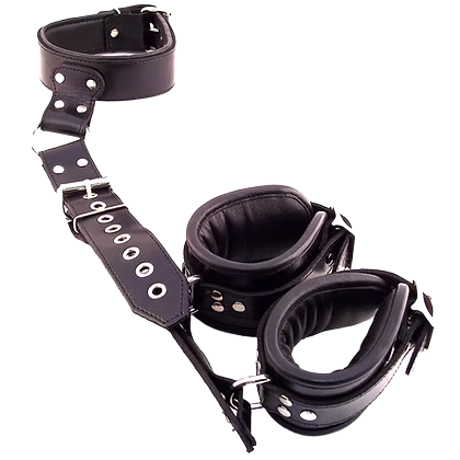 ROUGE Leather Neck to Wrist Restraint Black