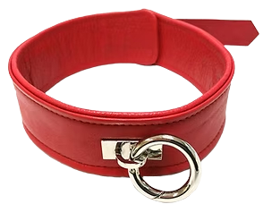 ROUGE Leather Plain Collar with Removeable O-Ring Red
