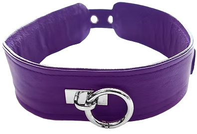 ROUGE Leather Plain Collar with Removeable O-Ring Purple